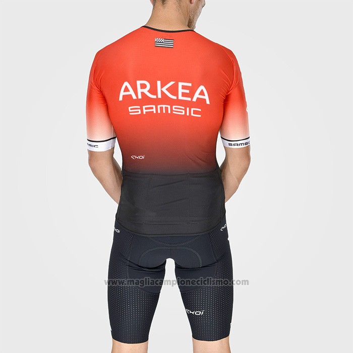 2022 Abbigliamento Ciclismo Arkea Samsic Nero Rosso Manica Corta e Salopette